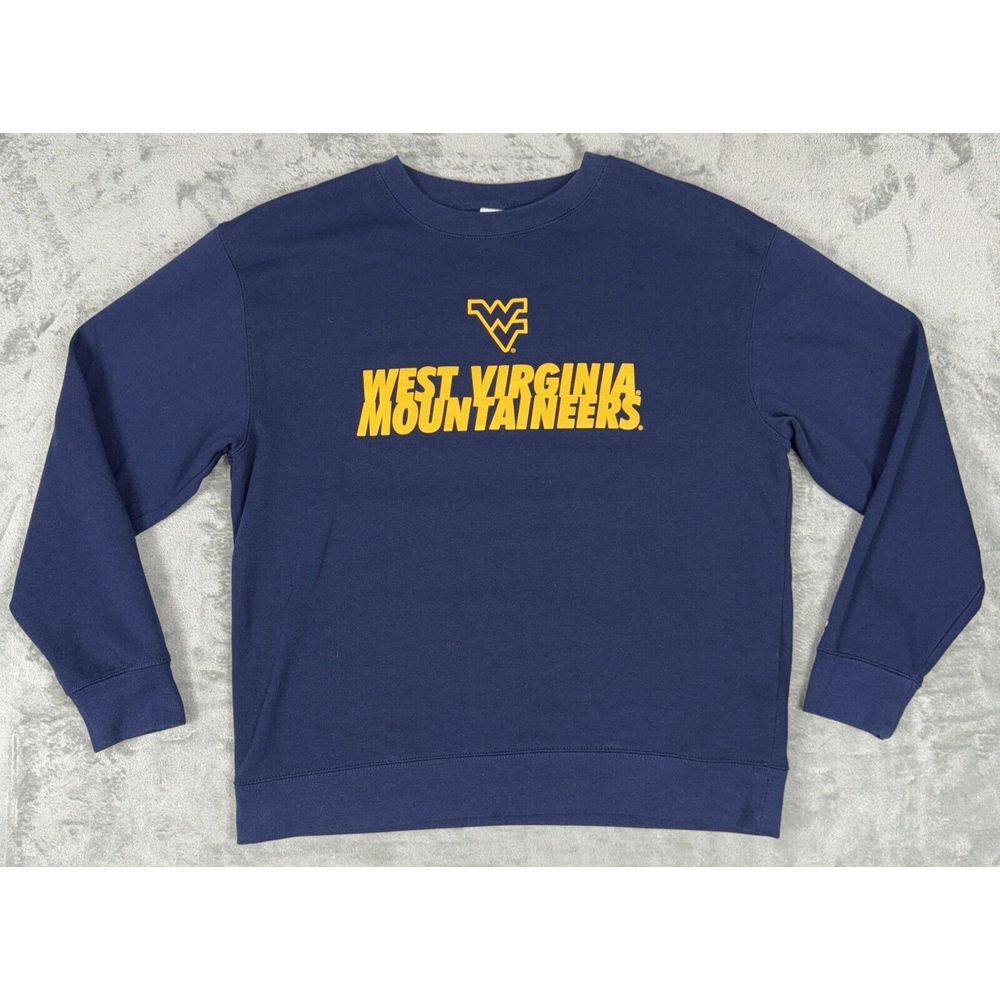 West Virginia Mountaineers Sweatshirt Men's Large Navy Russel Football